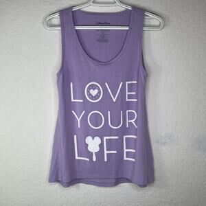 Disney Parks Her Universe Lilac Tank Top Size XS Made in Mexico "love your life"